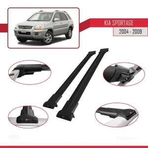 Kia Sportage 2004-2009 Arası ile uyumlu FLY Model Ara Atkı Tavan Barı SİYAH - Görsel 5