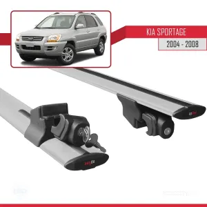 Kia Sportage 2004-2008 Arası ile uyumlu HOOK Model Anahtar Kilitli Ara Atkı Tavan Barı GRİ thumb 5