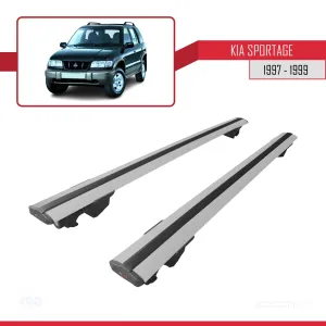 Kia Sportage 1997-1999 Arası ile uyumlu HOOK Model Anahtar Kilitli Ara Atkı Tavan Barı GRİ thumb 4