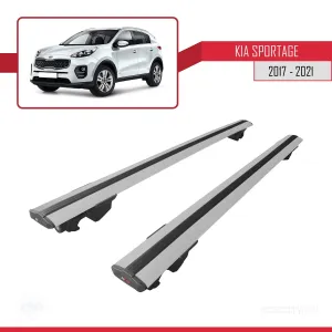 Kia Sportage (QL) 2016-2021 Arası ile uyumlu HOOK Model Anahtar Kilitli Ara Atkı Tavan Barı GRİ thumb 4