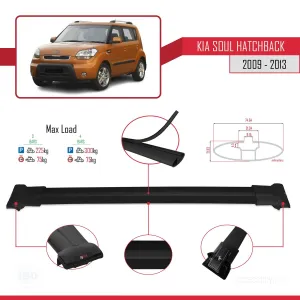 Kia Soul Hatchback 2009-2013 Arası ile uyumlu FLY Model Ara Atkı Tavan Barı SİYAH 3 ADET BAR - Görsel 4