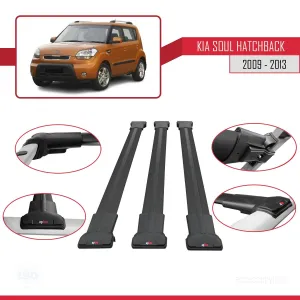 Kia Soul Hatchback 2009-2013 Arası ile uyumlu FLY Model Ara Atkı Tavan Barı SİYAH 3 ADET BAR - Görsel 5