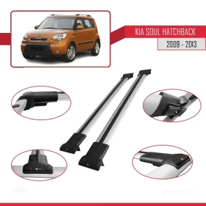 Kia Soul Hatchback 2009-2013 Arası ile uyumlu FLY Model Ara Atkı Tavan Barı GRİ - Görsel 5