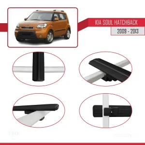 Kia Soul Hatchback 2009-2013 Arası ile uyumlu Basic Model Ara Atkı Tavan Barı SİYAH 3 ADET - Görsel 4
