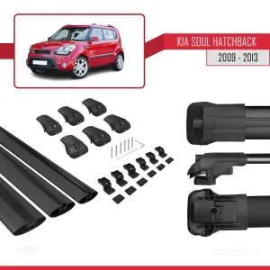Kia Soul Hatchback 2009-2013 Arası ile uyumlu ACE-1 Ara Atkı Tavan Barı SİYAH 3 ADET BAR thumb 5