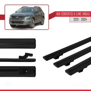 Kia Sorento X-LINE (MQ4) 2021 ve Sonrası ile uyumlu Basic Model Ara Atkı Tavan Barı SİYAH 3 ADET - Görsel 5