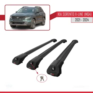Kia Sorento X-LINE (MQ4) 2021 ve Sonrası ile uyumlu ACE-1 Ara Atkı Tavan Barı SİYAH 3 ADET BAR thumb 4