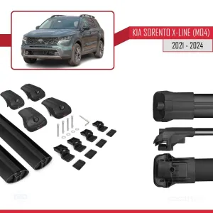 Kia Sorento X-LINE (MQ4) 2021 ve Sonrası ile uyumlu ACE-1 Ara Atkı Tavan Barı SİYAH thumb 5