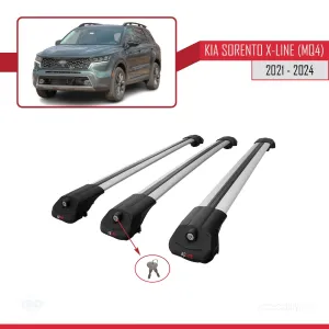 Kia Sorento X-LINE (MQ4) 2021 ve Sonrası ile uyumlu ACE-1 Ara Atkı Tavan Barı GRİ 3 ADET BAR thumb 4