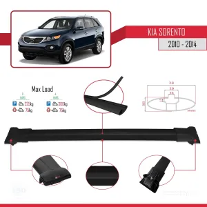 Kia Sorento 2010-2014 Arası ile Uyumlu FLY Model Ara Atkı Tavan Barı SİYAH 3 ADET BAR thumb 4
