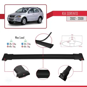 Kia Sorento 2002-2009 Arası ile uyumlu FLY Model Ara Atkı Tavan Barı SİYAH thumb 4