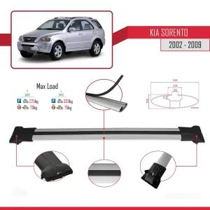 Kia Sorento 2002-2009 Arası ile Uyumlu FLY Model Ara Atkı Tavan Barı GRİ 3 ADET BAR thumb 4