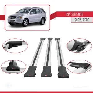 Kia Sorento 2002-2009 Arası ile Uyumlu FLY Model Ara Atkı Tavan Barı GRİ 3 ADET BAR thumb 5
