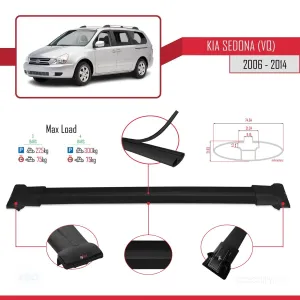 Kia Sedona (VQ) 2006-2014 Arası ile Uyumlu FLY Model Ara Atkı Tavan Barı SİYAH 3 ADET BAR thumb 4