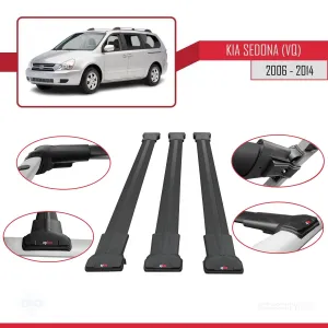Kia Sedona (VQ) 2006-2014 Arası ile Uyumlu FLY Model Ara Atkı Tavan Barı SİYAH 3 ADET BAR thumb 5