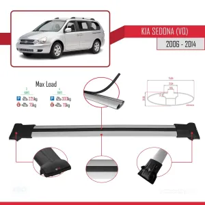 Kia Sedona (VQ) 2006-2014 Arası ile Uyumlu FLY Model Ara Atkı Tavan Barı GRİ 3 ADET BAR thumb 4