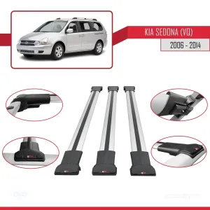 Kia Sedona (VQ) 2006-2014 Arası ile Uyumlu FLY Model Ara Atkı Tavan Barı GRİ 3 ADET BAR thumb 5
