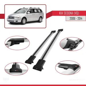 Kia Sedona (VQ) 2006-2014 Arası ile Uyumlu FLY Model Ara Atkı Tavan Barı GRİ - Görsel 5