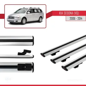Kia Sedona (VQ) 2006-2014 Arası ile uyumlu Basic Model Ara Atkı Tavan Barı GRİ 3 ADET thumb 3