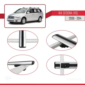 Kia Sedona (VQ) 2006-2014 Arası ile uyumlu Basic Model Ara Atkı Tavan Barı GRİ 3 ADET thumb 4