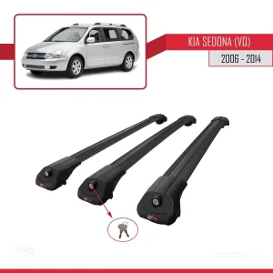 Kia Sedona (VQ) 2006-2014 Arası ile uyumlu ACE-1 Ara Atkı Tavan Barı SİYAH 3 ADET BAR thumb 4