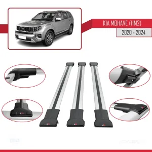 Kia Mohave (HM2) 2020 ve Sonrası ile Uyumlu FLY Model Ara Atkı Tavan Barı GRİ 3 ADET BAR - Görsel 5