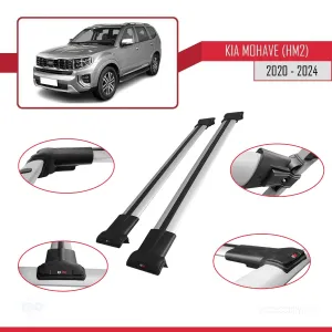 Kia Mohave (HM2) 2020 ve Sonrası ile Uyumlu FLY Model Ara Atkı Tavan Barı GRİ - Görsel 5