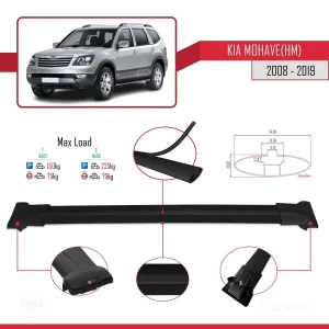 Kia Mohave (HM) 2008-2019 Arası ile Uyumlu FLY Model Ara Atkı Tavan Barı SİYAH thumb 4
