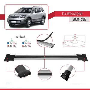 Kia Mohave (HM) 2008-2019 Arası ile Uyumlu FLY Model Ara Atkı Tavan Barı GRİ 3 ADET BAR - Görsel 4