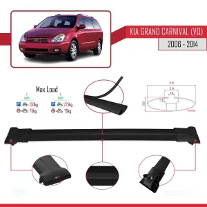 Kia Grand Carnival (VQ) 2006-2014 Arası ile Uyumlu FLY Model Ara Atkı Tavan Barı SİYAH - Görsel 4
