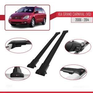 Kia Grand Carnival (VQ) 2006-2014 Arası ile Uyumlu FLY Model Ara Atkı Tavan Barı SİYAH - Görsel 5