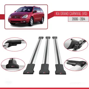 Kia Grand Carnival (VQ) 2006-2014 Arası ile Uyumlu FLY Model Ara Atkı Tavan Barı GRİ 3 ADET BAR thumb 5