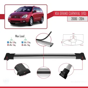 Kia Grand Carnival (VQ) 2006-2014 Arası ile Uyumlu FLY Model Ara Atkı Tavan Barı GRİ - Görsel 4