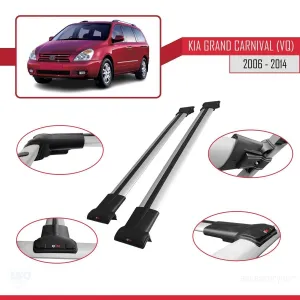 Kia Grand Carnival (VQ) 2006-2014 Arası ile Uyumlu FLY Model Ara Atkı Tavan Barı GRİ - Görsel 5