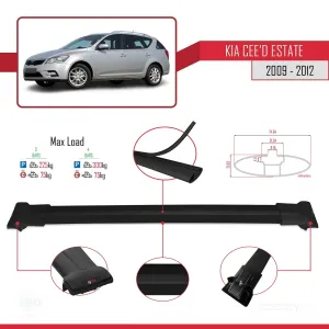 Kia Ceed SPORTSWAGON 2009-2012 Arası ile Uyumlu FLY Model Ara Atkı Tavan Barı SİYAH 3 ADET BAR thumb 4