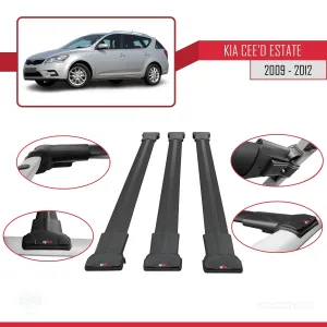 Kia Ceed SPORTSWAGON 2009-2012 Arası ile Uyumlu FLY Model Ara Atkı Tavan Barı SİYAH 3 ADET BAR thumb 5