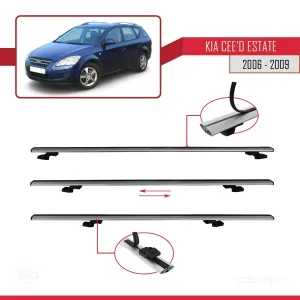Kia Ceed SPORTSWAGON 2006-2009 Arası ile uyumlu Basic Model Ara Atkı Tavan Barı GRİ 3 ADET thumb 5