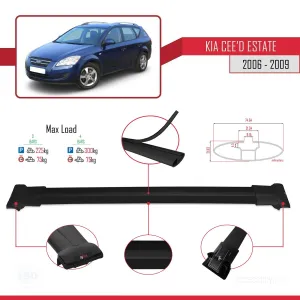 Kia Ceed Estate SW 2006-2009 Arası ile Uyumlu FLY Model Ara Atkı Tavan Barı SİYAH 3 ADET BAR thumb 4