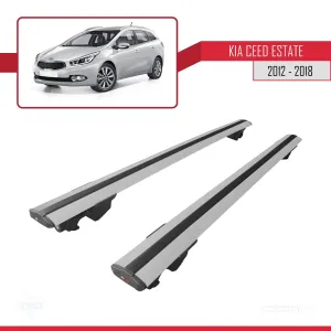 Kia Ceed (JD) SW 2012-2018 Arası ile uyumlu HOOK Model Anahtar Kilitli Ara Atkı Tavan Barı GRİ - Görsel 4