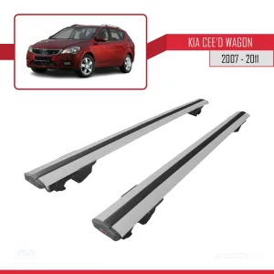 Kia Cee'd SW / Estate 2007-2011 Arası ile uyumlu HOOK Model Anahtar Kilitli Ara Atkı Tavan Barı GRİ thumb 4