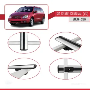 Kia Carnival (VQ) 2006-2014 Arası ile uyumlu Basic Model Ara Atkı Tavan Barı GRİ 3 ADET - Görsel 4