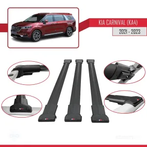 Kia Carnival (KA4) 2021-2023 Arası ile Uyumlu FLY Model Ara Atkı Tavan Barı SİYAH 3 ADET BAR thumb 5