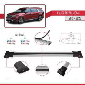 Kia Carnival (KA4) 2021-2023 Arası ile Uyumlu FLY Model Ara Atkı Tavan Barı GRİ 3 ADET BAR thumb 4