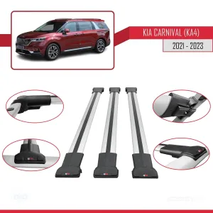 Kia Carnival (KA4) 2021-2023 Arası ile Uyumlu FLY Model Ara Atkı Tavan Barı GRİ 3 ADET BAR thumb 5