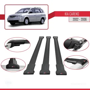 Kia Carens 2002-2006 Arası ile Uyumlu FLY Model Ara Atkı Tavan Barı SİYAH 3 ADET BAR - Görsel 5