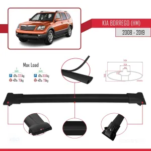 Kia Borrego (HM) 2008-2019 Arası ile Uyumlu FLY Model Ara Atkı Tavan Barı SİYAH 3 ADET BAR - Görsel 4