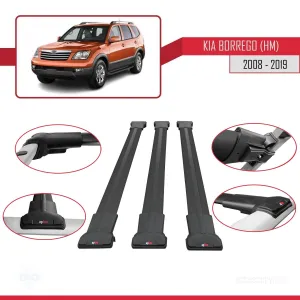 Kia Borrego (HM) 2008-2019 Arası ile Uyumlu FLY Model Ara Atkı Tavan Barı SİYAH 3 ADET BAR - Görsel 5