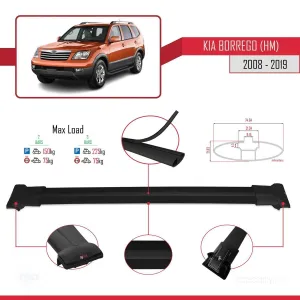 Kia Borrego (HM) 2008-2019 Arası ile Uyumlu FLY Model Ara Atkı Tavan Barı SİYAH - Görsel 4