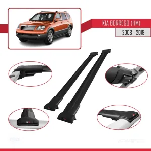Kia Borrego (HM) 2008-2019 Arası ile Uyumlu FLY Model Ara Atkı Tavan Barı SİYAH - Görsel 5