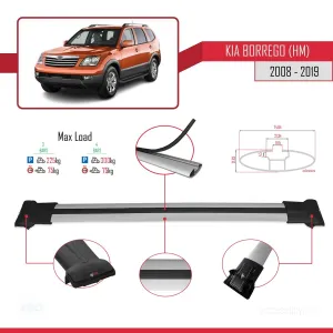 Kia Borrego (HM) 2008-2019 Arası ile Uyumlu FLY Model Ara Atkı Tavan Barı GRİ 3 ADET BAR - Görsel 4